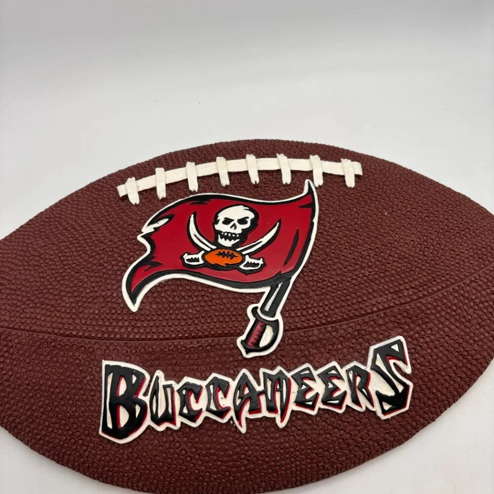 NFL Tampa Bay Buccaneers Logo Ceramic Football Shaped Wall Hanging Decor Plaque